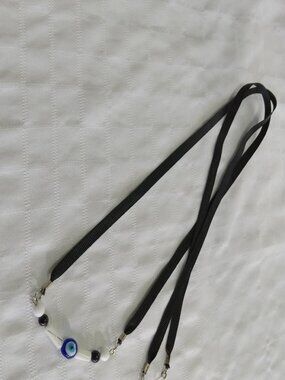 Handmade ribbons necklace with evil eye bead